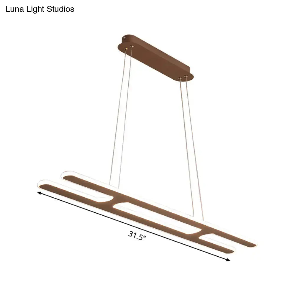 Modern bronze rectangular pendant light kitchen white light led
