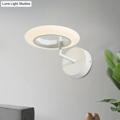 Modern bronze round led wall lamp bedroom frosted glass light 110v-120v