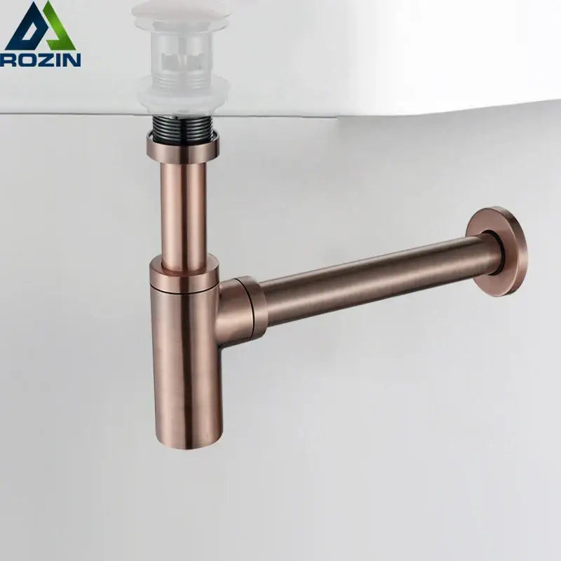 Modern bronze round siphon bottle trap bathroom sink drain pipe