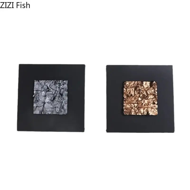 Modern bronze & silver gilded fabric wall art living room decor