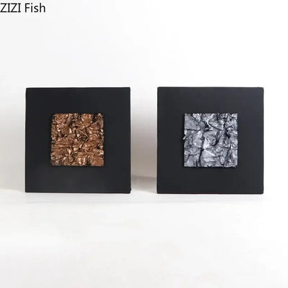 Modern bronze & silver gilded fabric wall art living room decor