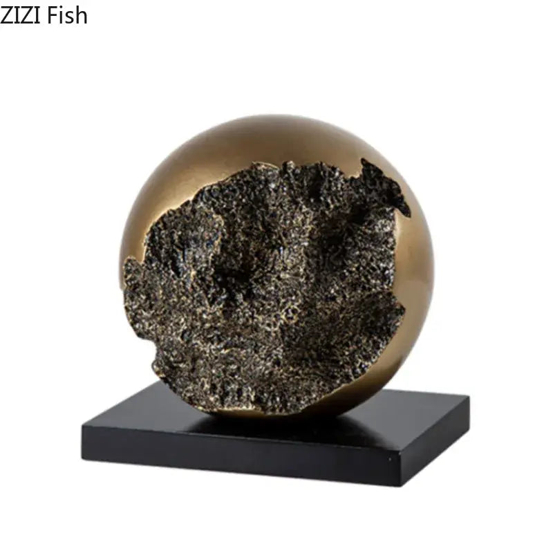 Modern bronze sphere sculpture desk ornament living room decor