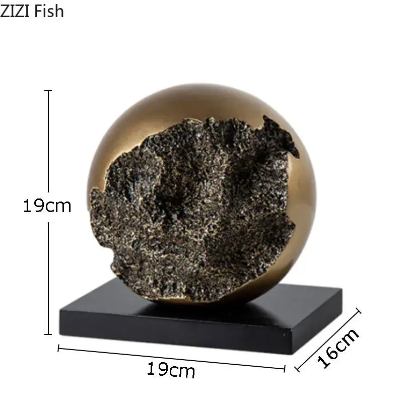 Modern bronze sphere sculpture desk ornament living room decor