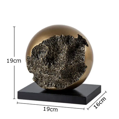 Modern bronze sphere sculpture desk ornament living room decor