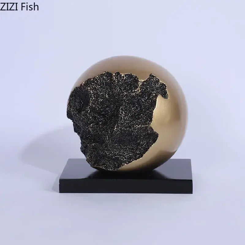 Modern bronze sphere sculpture desk ornament living room decor