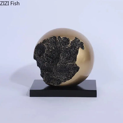 Modern bronze sphere sculpture desk ornament living room decor