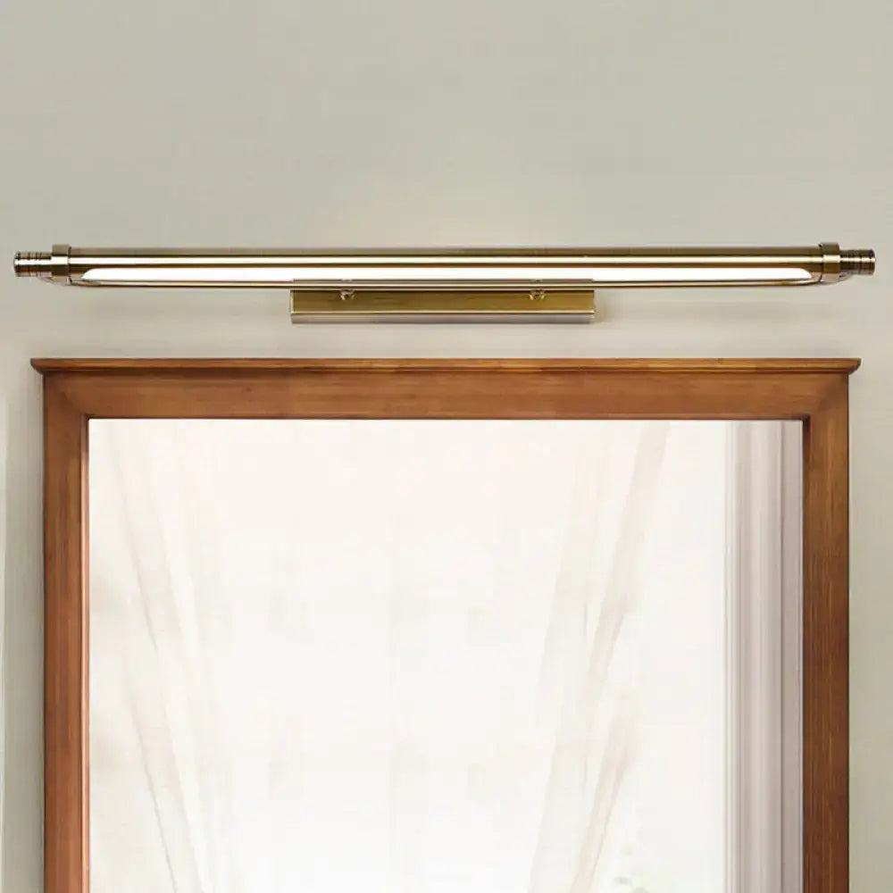 Modern bronze tubed vanity light fixture – bathroom warm white lighting