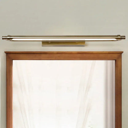 Modern bronze tubed vanity light fixture – bathroom warm white lighting