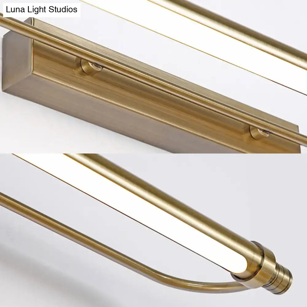 Modern bronze tubed vanity light fixture – bathroom warm white lighting
