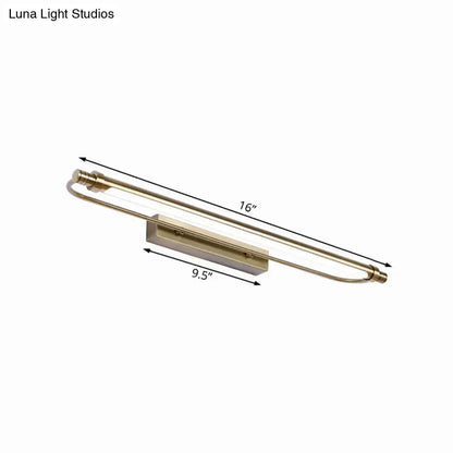 Modern bronze tubed vanity light fixture – bathroom warm white lighting