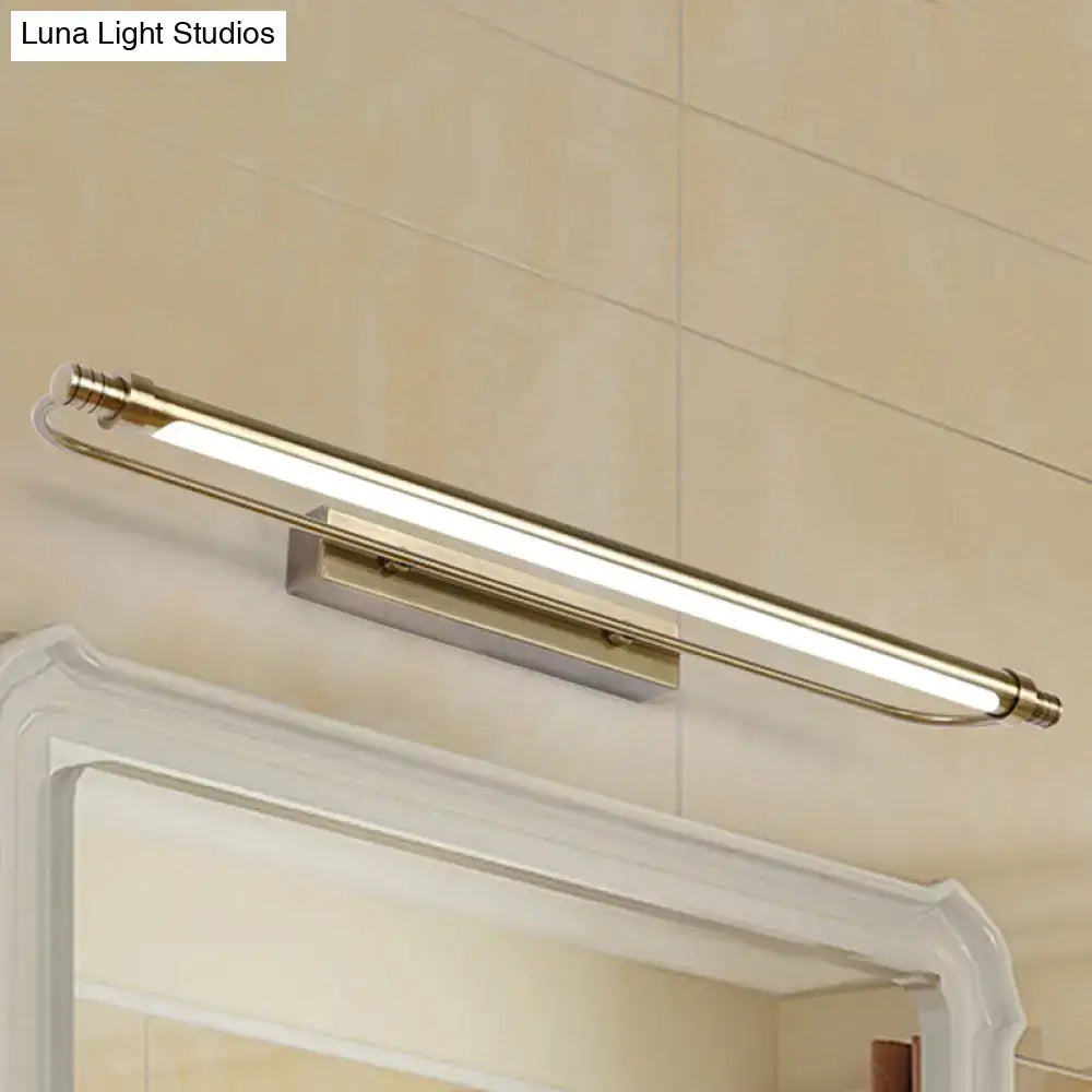 Modern bronze tubed vanity light fixture – bathroom warm white lighting