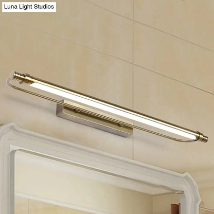 Modern bronze tubed vanity light fixture – bathroom warm white lighting