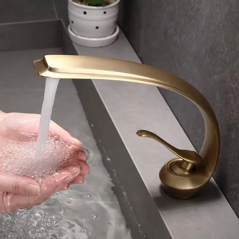 Modern bronze waterfall bathroom faucet brass hot and cold basin tap