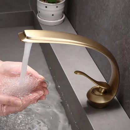 Modern bronze waterfall bathroom faucet brass hot and cold basin tap