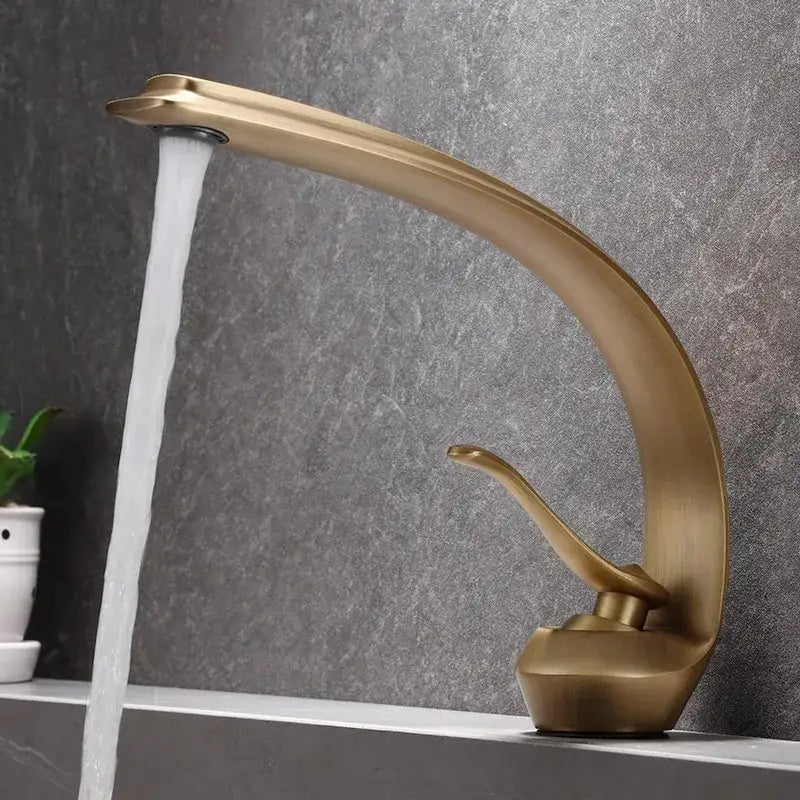 Modern bronze waterfall bathroom faucet brass hot and cold basin tap
