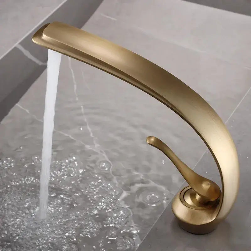 Modern bronze waterfall bathroom faucet brass hot and cold basin tap