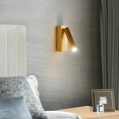 Modern bronze wooden led wall light bedroom articulated reading lamp