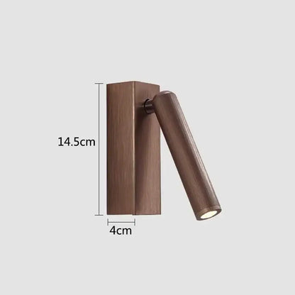 Modern bronze wooden led wall light bedroom articulated reading lamp