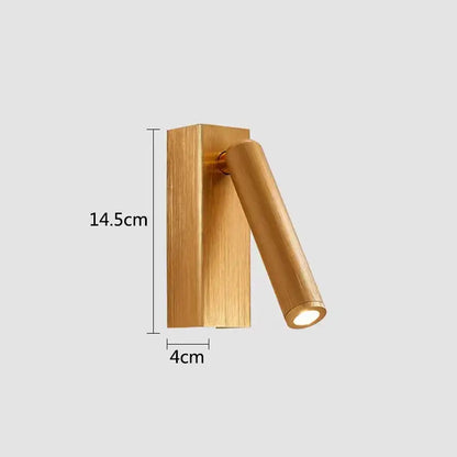 Modern bronze wooden led wall light bedroom articulated reading lamp