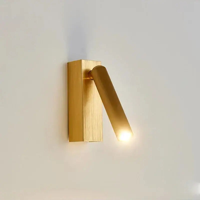 Modern bronze wooden led wall light bedroom articulated reading lamp