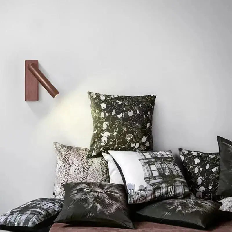 Modern bronze wooden led wall light bedroom articulated reading lamp