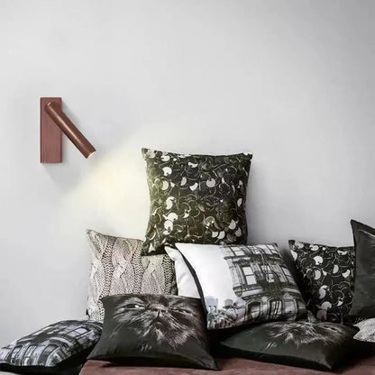 Modern bronze wooden led wall light bedroom articulated reading lamp