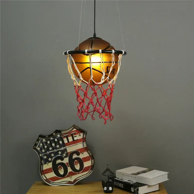 Modern brown basketball pendant lights kids room hoop decor