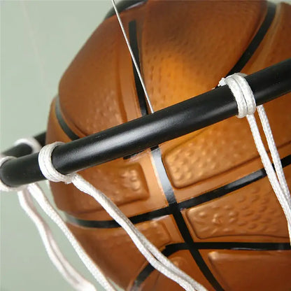 Modern brown basketball pendant lights kids room hoop decor