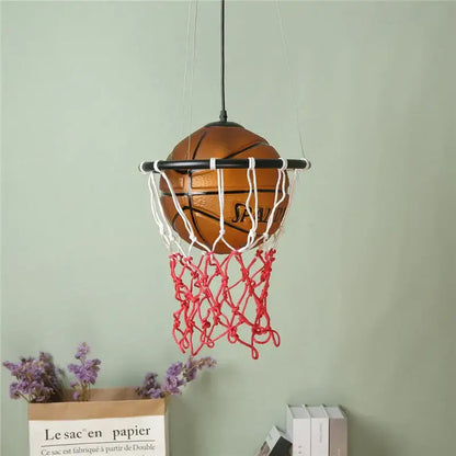 Modern brown basketball pendant lights kids room hoop decor