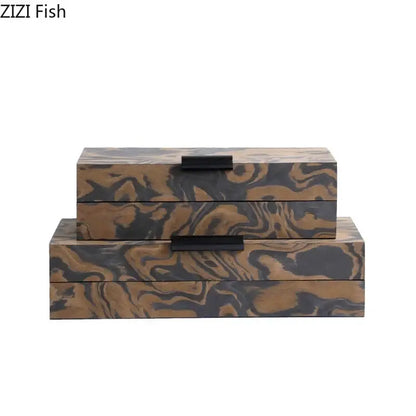 Modern brown & black auspicious clouds texture jewelry box bedroom