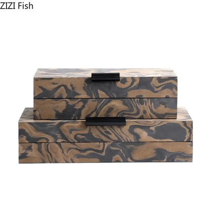 Modern brown & black auspicious clouds texture jewelry box bedroom