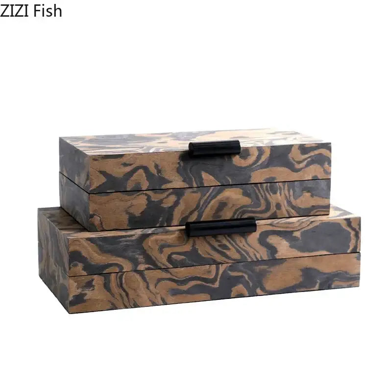 Modern brown & black auspicious clouds texture jewelry box bedroom