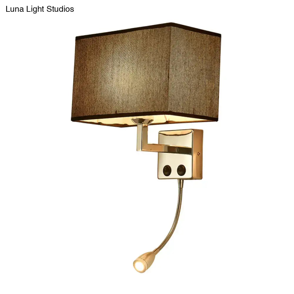 Modern brown & chrome bedroom spotlight wall lamp with reading light