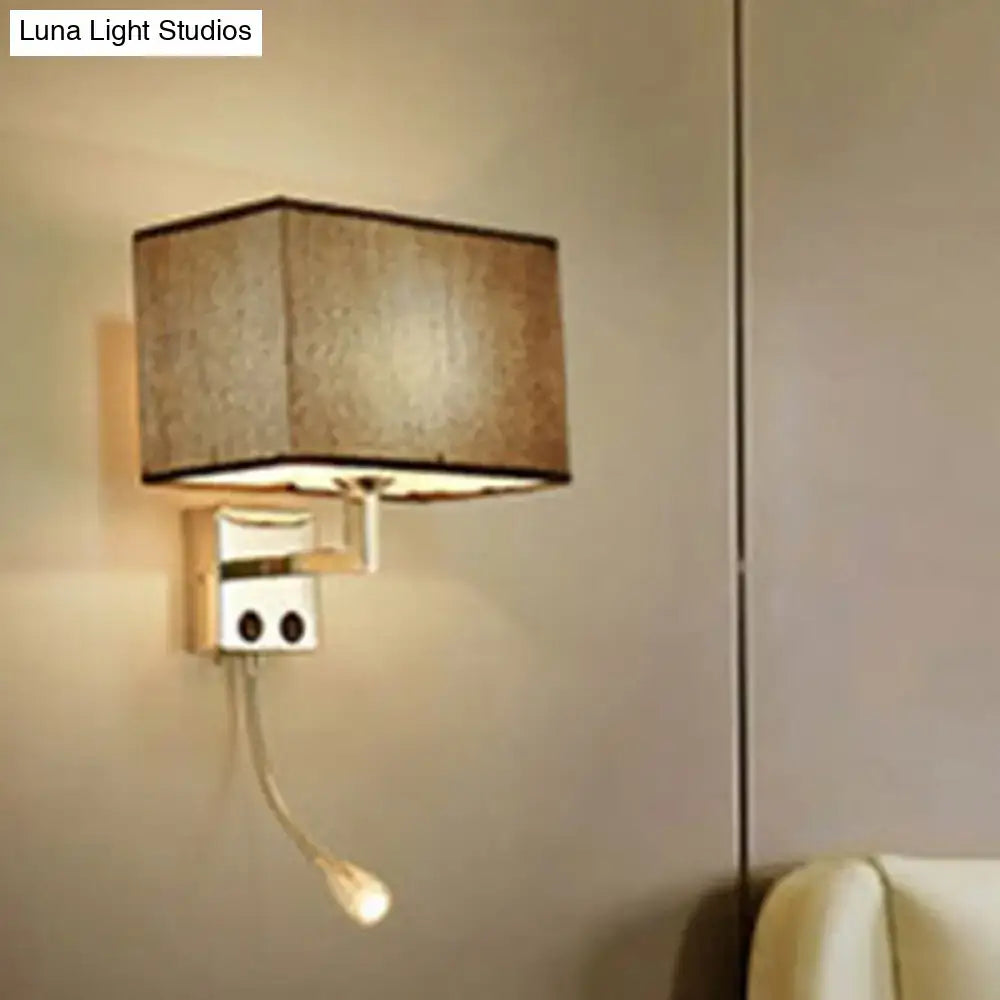 Modern brown & chrome bedroom spotlight wall lamp with reading light