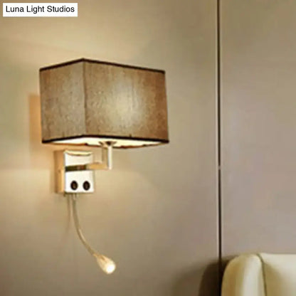 Modern brown & chrome bedroom spotlight wall lamp with reading light