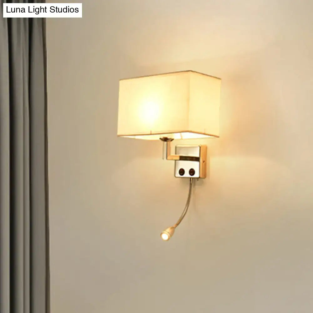 Modern brown & chrome bedroom spotlight wall lamp with reading light
