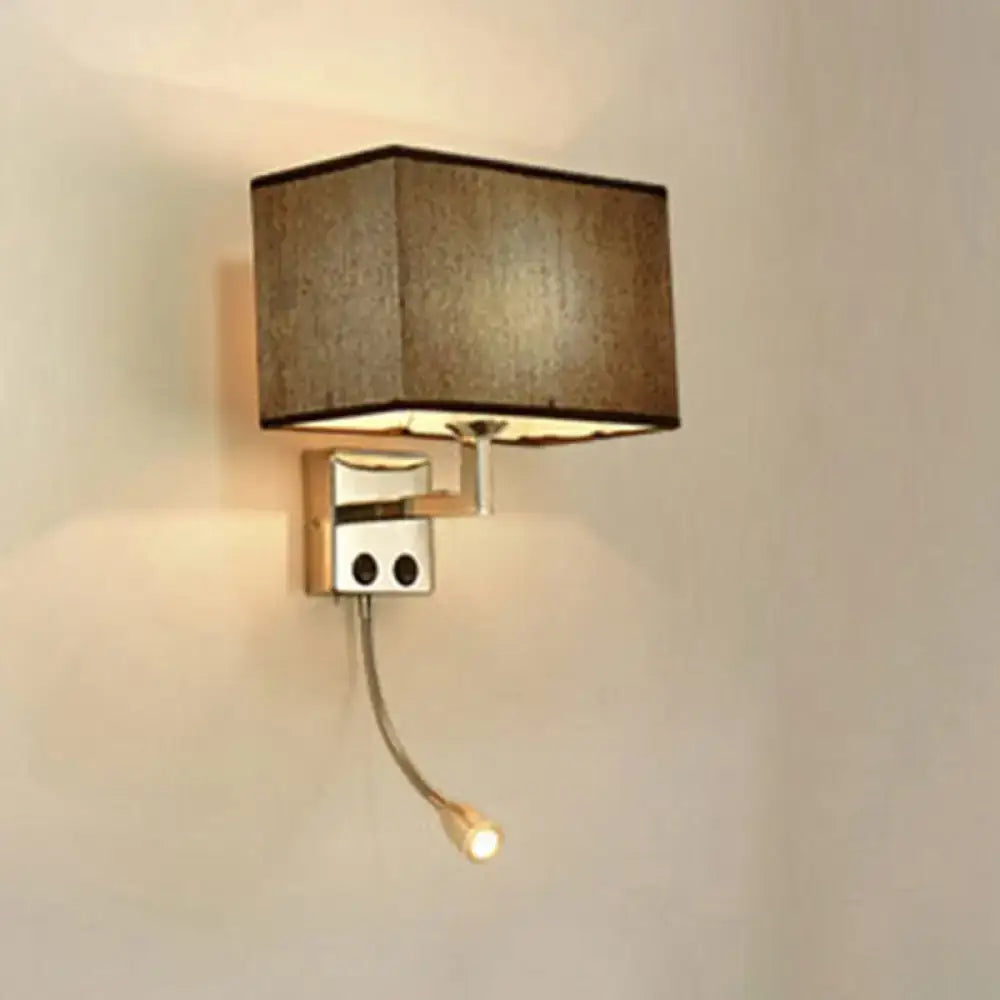 Modern brown & chrome bedroom spotlight wall lamp with reading light