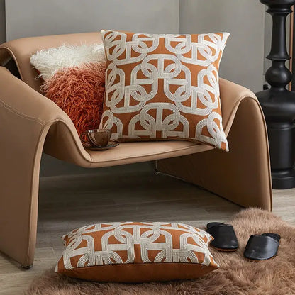 Modern brown coffee geometric cushion cover living room pillow case