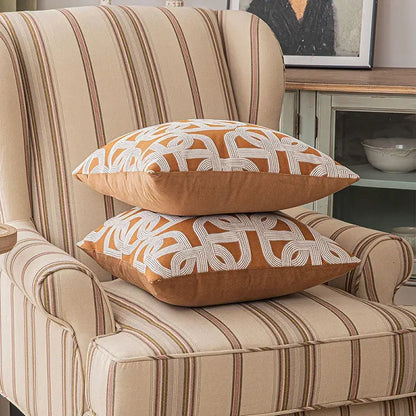 Modern brown coffee geometric cushion cover living room pillow case