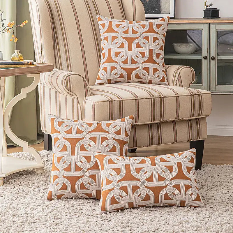Modern brown coffee geometric cushion cover living room pillow case