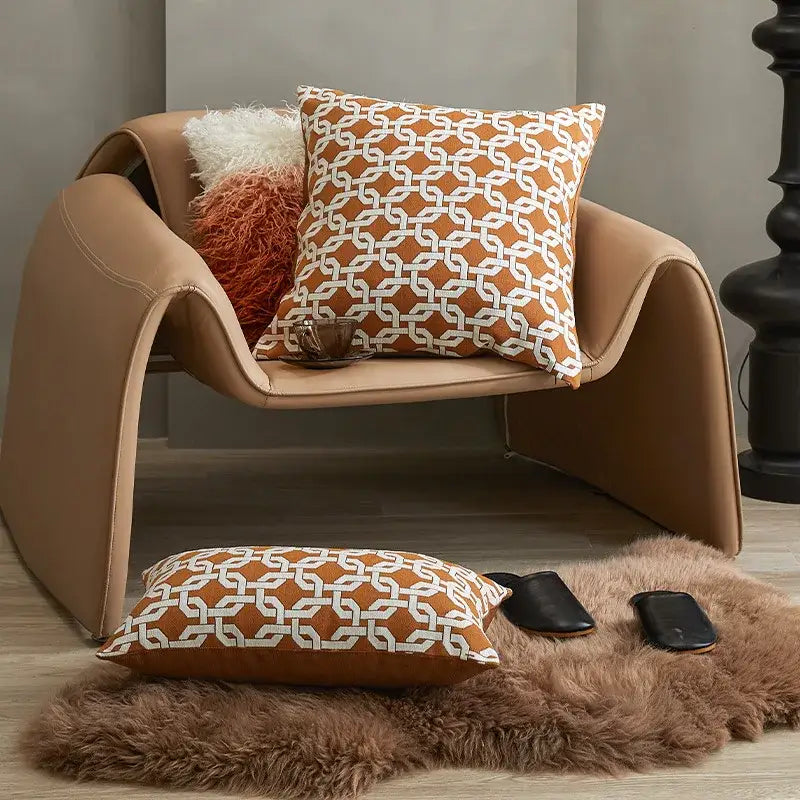 Modern brown coffee geometric cushion cover living room pillow case