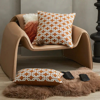 Modern brown coffee geometric cushion cover living room pillow case