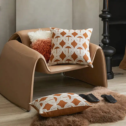Modern brown coffee geometric cushion cover living room pillow case