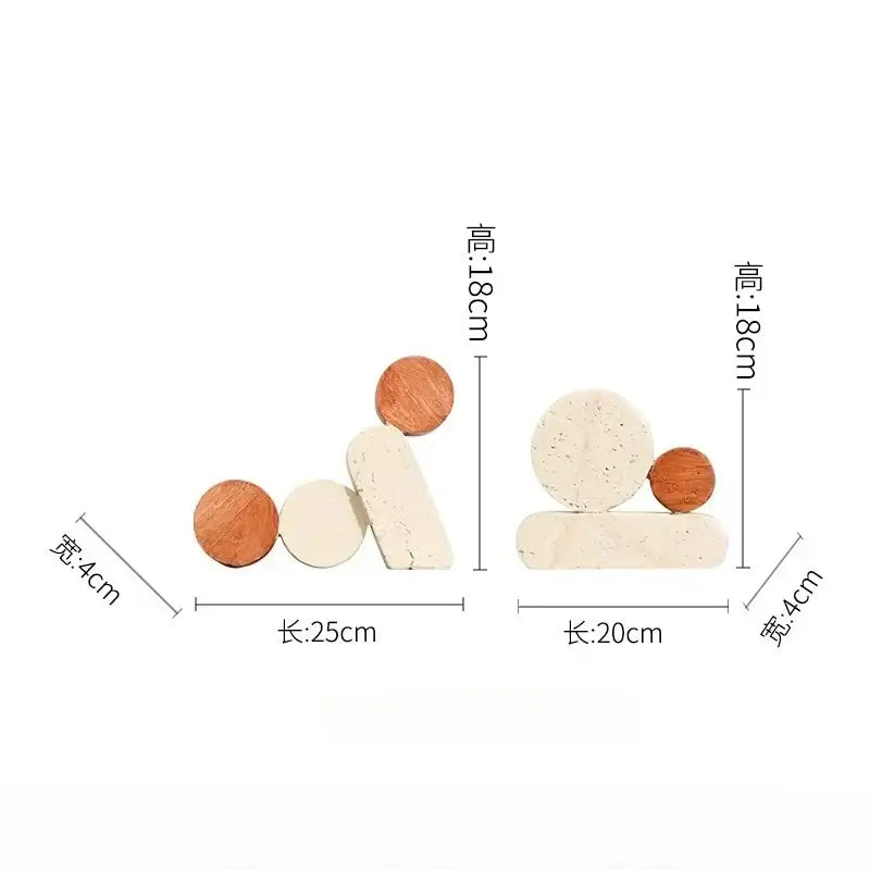 Modern brown & cream geometric circle resin handicrafts living room bookends