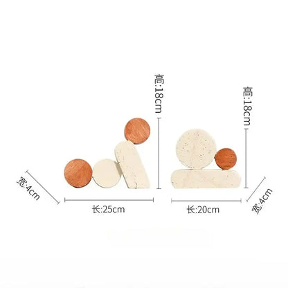 Modern brown & cream geometric circle resin handicrafts living room bookends