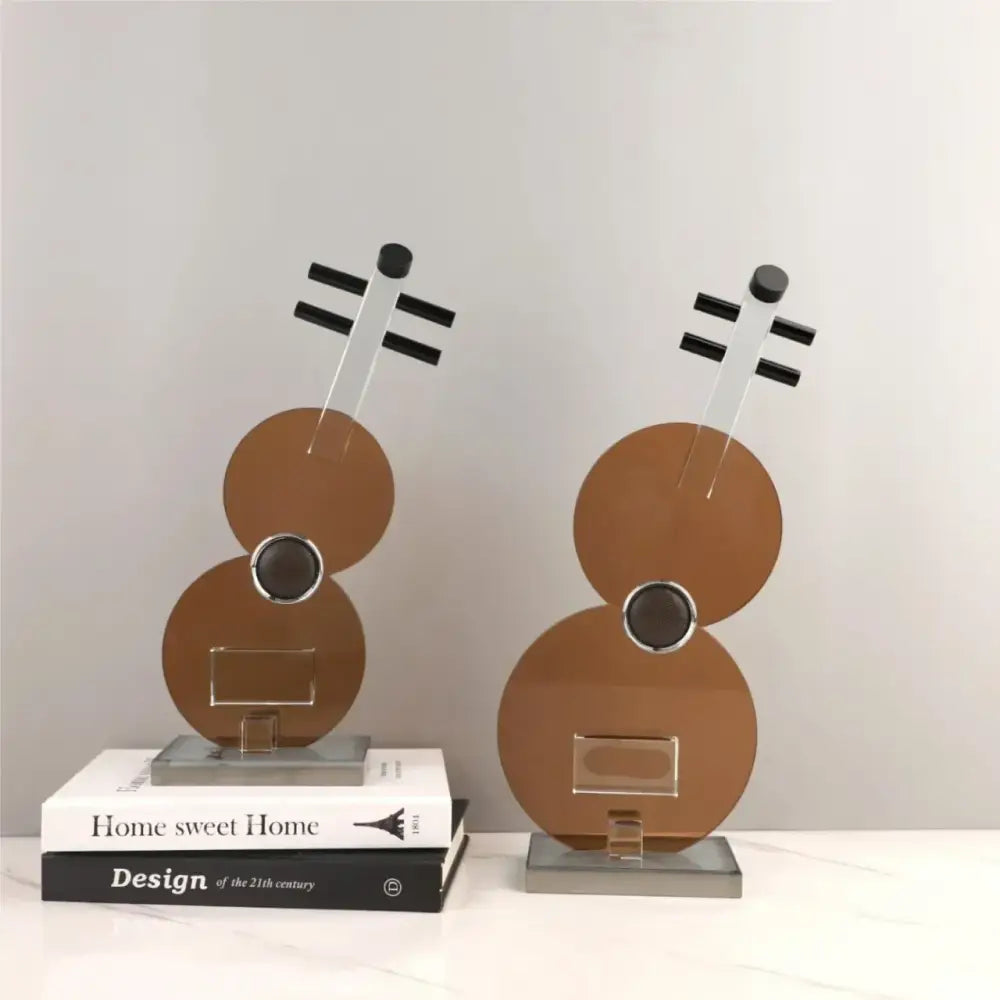 Modern brown crystal guitar sculpture living room violin decor