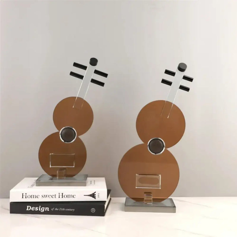 Modern brown crystal guitar sculpture living room violin decor