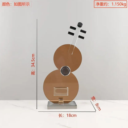Modern brown crystal guitar sculpture living room violin decor