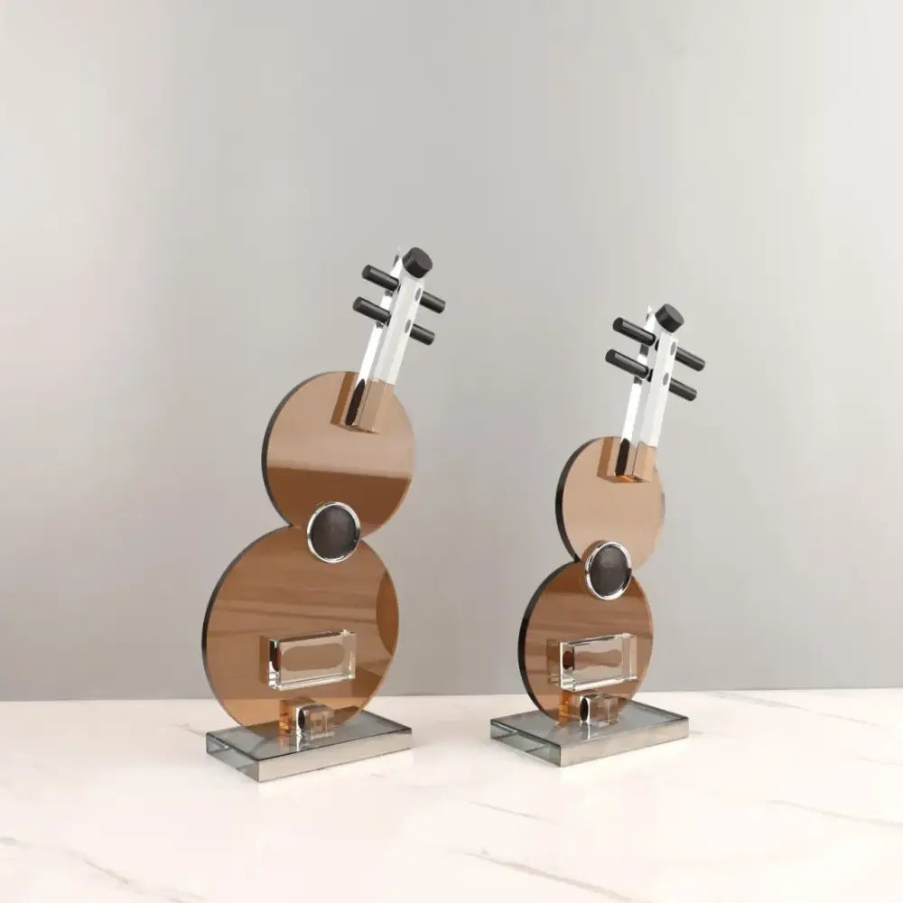 Modern brown crystal guitar sculpture living room violin decor