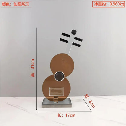 Modern brown crystal guitar sculpture living room violin decor